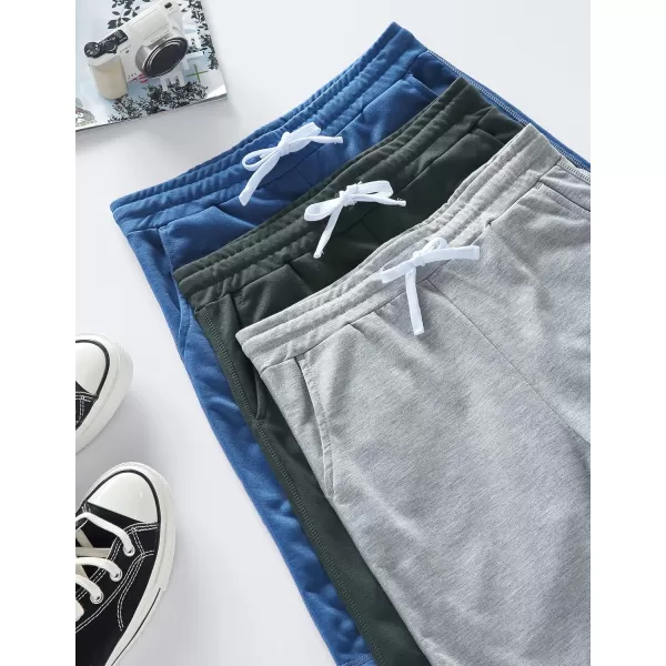 imageLiberty Pro 3Pack Youth Boys Sweat Shorts Athletic Casual Jogger Shorts with Pockets Terry Cloth Performance ActivewearGrayCharcoalBlue