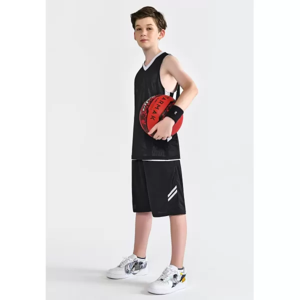 imageYouth Boys Reversible Mesh Performance Athletic Basketball Jerseys Blank Team Uniforms for Sports ScrimmageBlk  Wht