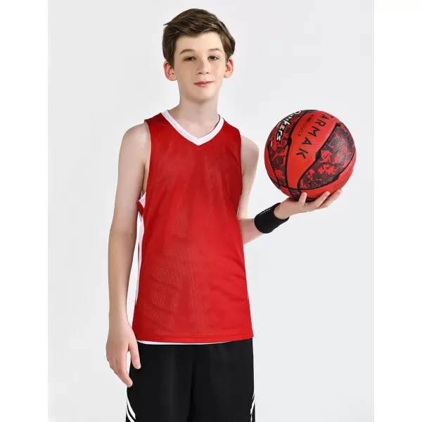 imageYouth Boys Reversible Mesh Performance Athletic Basketball Jerseys Blank Team Uniforms for Sports ScrimmageRed  Wht