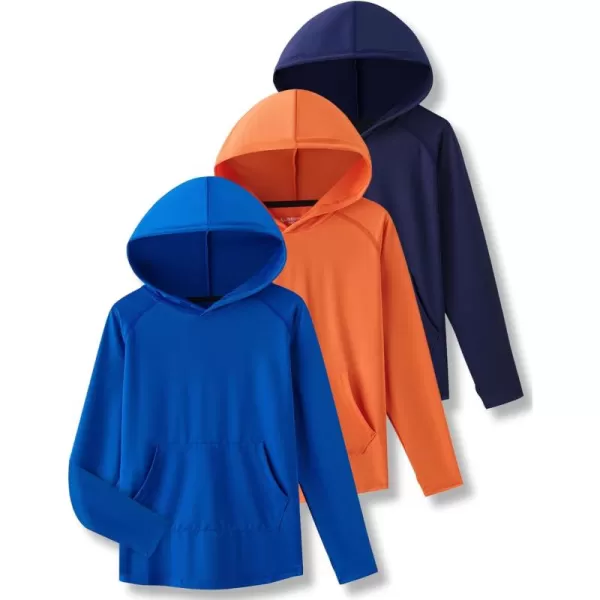 imageLiberty Imports 3 Pack Youth Boys Teen Active Long Sleeve Hoodie Sweatshirts  Athletic DryFit Hooded Pullover ShirtsBlueOrangeNavy Blue