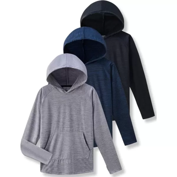 imageLiberty Imports 3 Pack Youth Boys Teen Active Long Sleeve Hoodie Sweatshirts  Athletic DryFit Hooded Pullover ShirtsHeather GrayBlackNavy