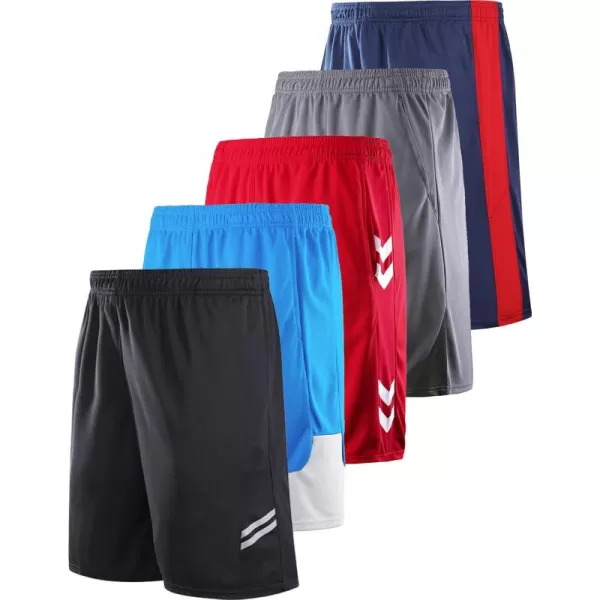 imageLiberty Imports 5 Pack Big Boys Youth Athletic Mesh Basketball Shorts with Pockets Quick Dry ActivewearBlackSky BlueRedGrayNavy