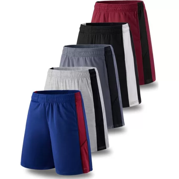 imageLiberty Imports 5 Pack Big Boys Youth Athletic Mesh Basketball Shorts with Pockets Quick Dry ActivewearGrayChacoalMaroonBlackNavy