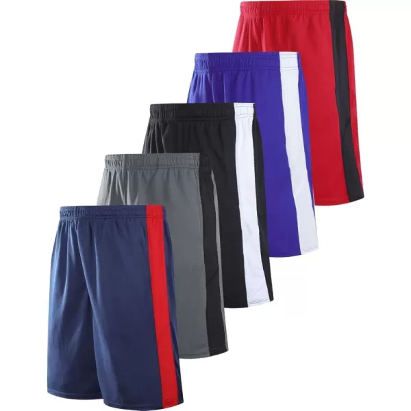 imageLiberty Imports 5 Pack Big Boys Youth Athletic Mesh Basketball Shorts with Pockets Quick Dry ActivewearNavyGrayBlackRoyalRed