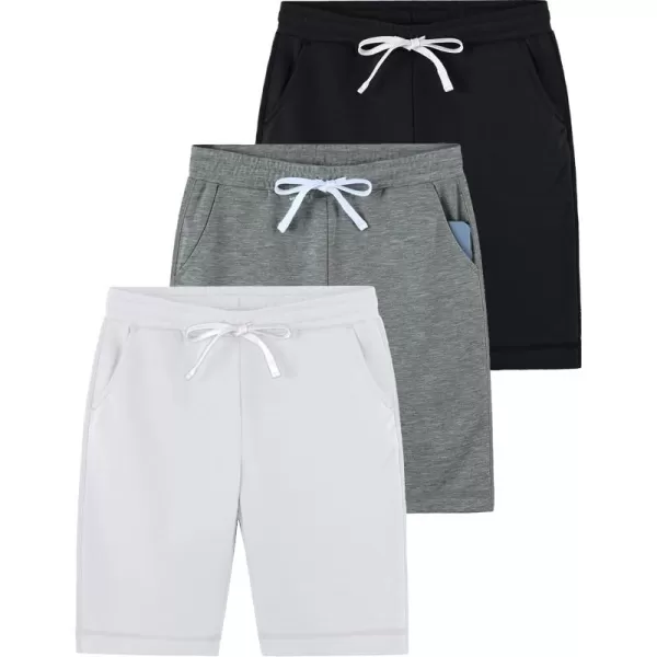 imageLiberty Pro 3Pack Youth Boys Sweat Shorts Athletic Casual Jogger Shorts with Pockets Terry Cloth Performance ActivewearBlackWhiteDark Gray