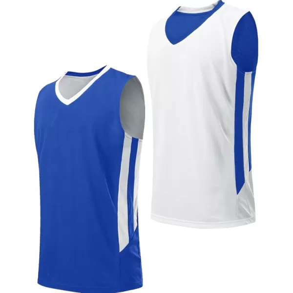 imageYouth Boys Reversible Mesh Performance Athletic Basketball Jerseys Blank Team Uniforms for Sports ScrimmageBlue  Wht