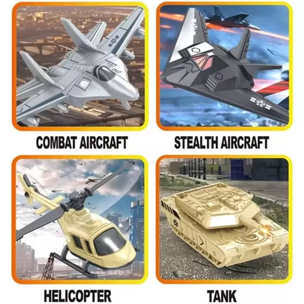 image12 PCS Military Plastic Army Men Vehicles Toy Playset  Includes Stealth Bomber Tanks Helicopter Fighter Jets and More for Kids Boys