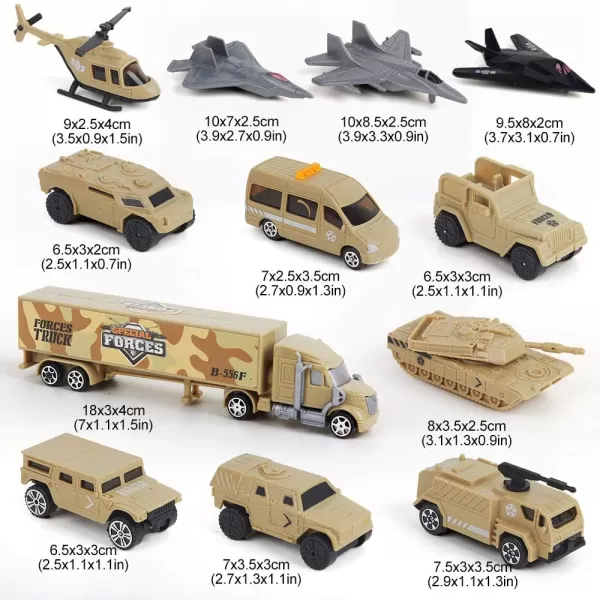image12 PCS Military Plastic Army Men Vehicles Toy Playset  Includes Stealth Bomber Tanks Helicopter Fighter Jets and More for Kids Boys