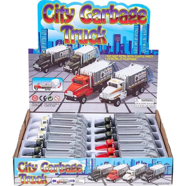 image12 Pack Bulk Diecast Pull Back Garbage Trucks Toys 6quot Metal Alloy Sanitation Waste Management Play Vehicles Party Favors