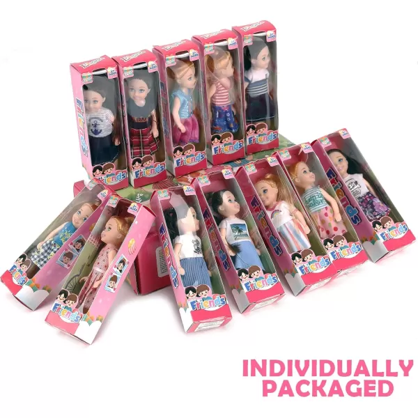 image12 Pack Little Girls Party Favors Dolls  5quot Small Toddler Doll Toys Kids Miniature Figures Friends Bulk Bundle Play Set