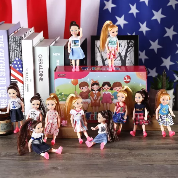 image12 Pack Little Girls Party Favors Dolls  5quot Small Toddler Doll Toys Kids Miniature Figures Friends Bulk Bundle Play Set