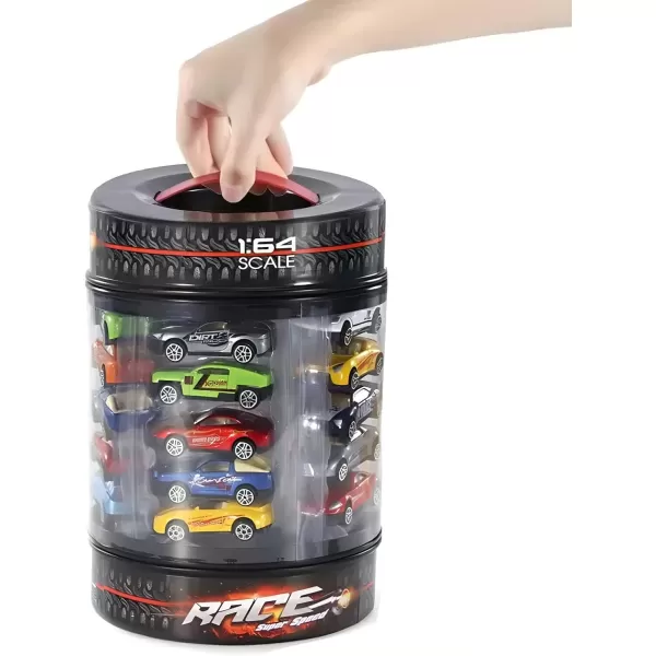 image25 Piece Diecast Cars Pack Toy Playset in Storage Carrying Tub  164 Scale Metal Alloy Diecast Vehicles Collection for Kids