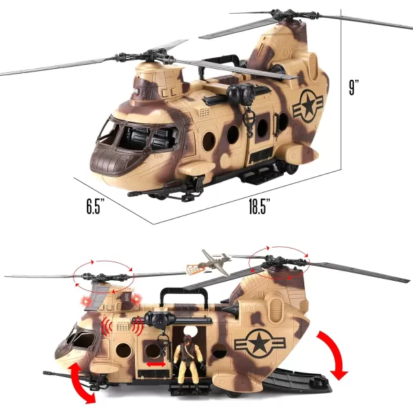 image26 PCS Army Men Helicopter Carrier Toys Military Soldier Action Figures Combat Truck Motorcycle Jumbo Transport Aircraft with Lights ampamp Sound Weapons Accessories Playset for Kids Boys