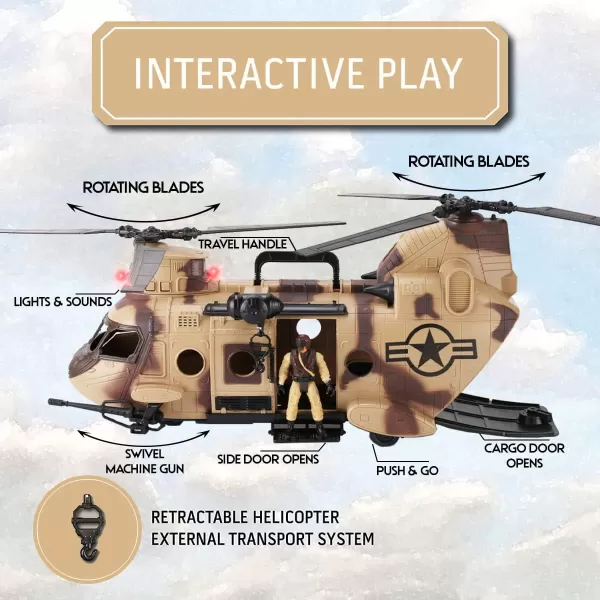 image26 PCS Army Men Helicopter Carrier Toys Military Soldier Action Figures Combat Truck Motorcycle Jumbo Transport Aircraft with Lights ampamp Sound Weapons Accessories Playset for Kids Boys