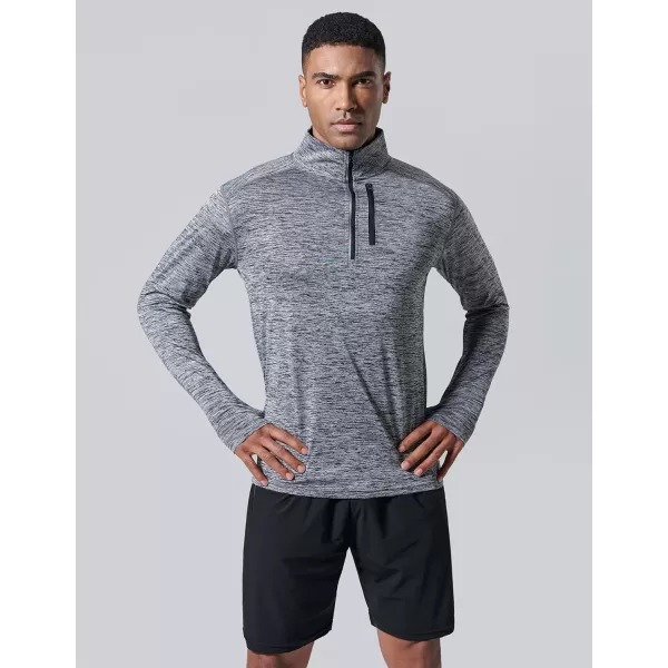 image3 Pack Mens Quarter 14 Zip Pullover Long Sleeve Workout Jackets Athletic Dry Fit Running ShirtsBlackGrayNavy