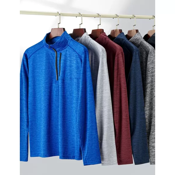 image3 Pack Mens Quarter 14 Zip Pullover Long Sleeve Workout Jackets Athletic Dry Fit Running ShirtsLight GrayBlueMaroon