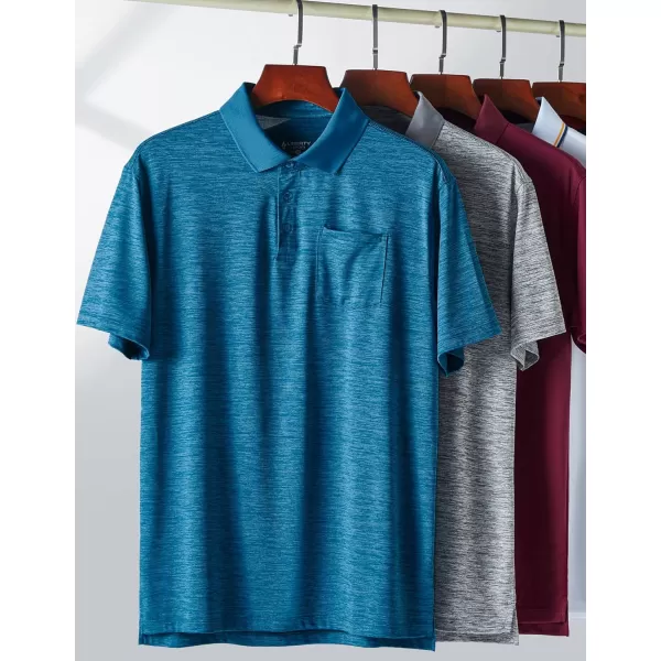 image3Pack Mens Golf Shirt Performance Sport Short Sleeve Moisture Wicking Dry Fit Golf Polo Active Shirts for MenGrayStatic BlueMaroon