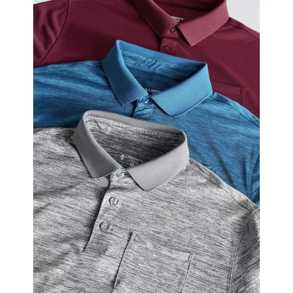 image3Pack Mens Golf Shirt Performance Sport Short Sleeve Moisture Wicking Dry Fit Golf Polo Active Shirts for MenGrayStatic BlueMaroon