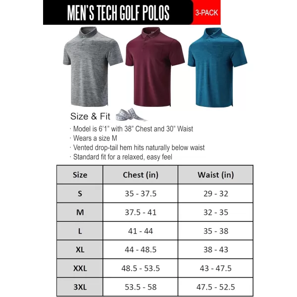 image3Pack Mens Golf Shirt Performance Sport Short Sleeve Moisture Wicking Dry Fit Golf Polo Active Shirts for MenGrayStatic BlueMaroon