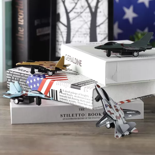 image4 Pack Diecast Fighter Jets Pullback Airplane Military Plane Toys Army Air Force Party Favors Kids Playset and Durable Diecast Metal Miniature Aircraft Models for Imaginative Play
