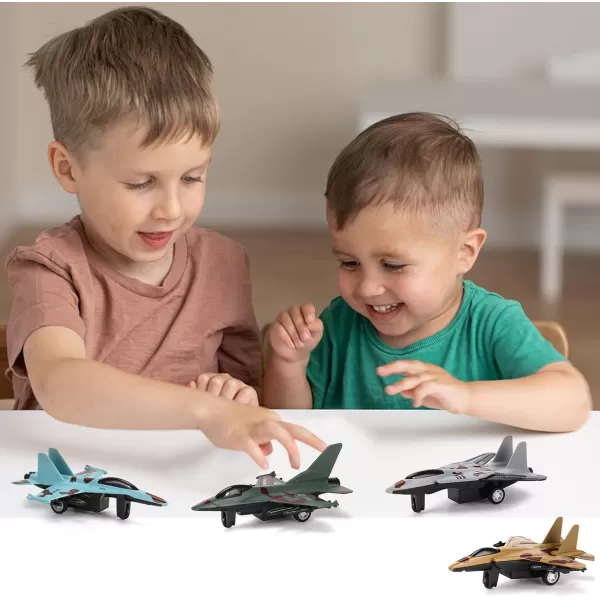 image4 Pack Diecast Fighter Jets Pullback Airplane Military Plane Toys Army Air Force Party Favors Kids Playset and Durable Diecast Metal Miniature Aircraft Models for Imaginative Play