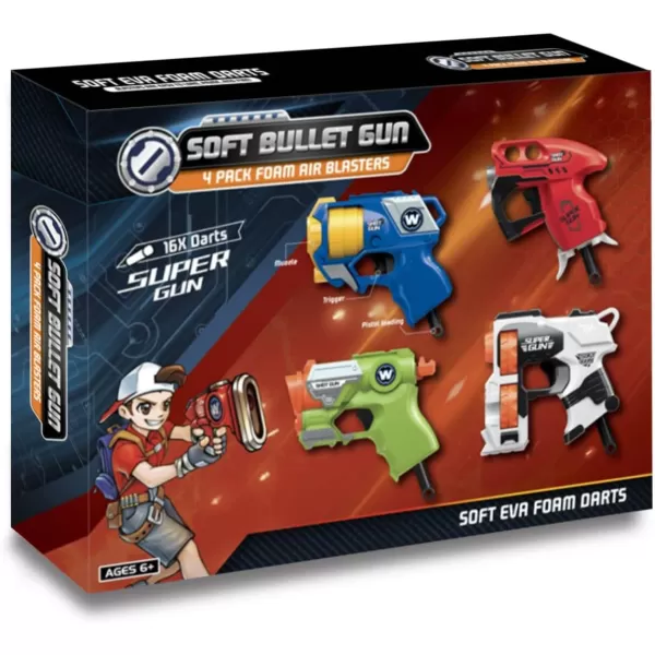 image4 Pack Mini Dart Guns Blaster Bundle for Nerf Party Favors Stocking Stuffers Compatible with Nerf Gun Pistol Elite Micro Shot Toys for Kids Boys Toddlers Teens Adults