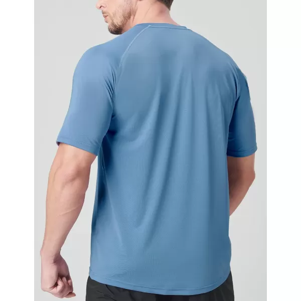 image5 Pack Mens Active Quick Dry Crew Neck T Shirts  Athletic Running Gym Workout Short Sleeve Tee Tops BulkBlackOliveCyan BlueDark LavenderSoft Denim