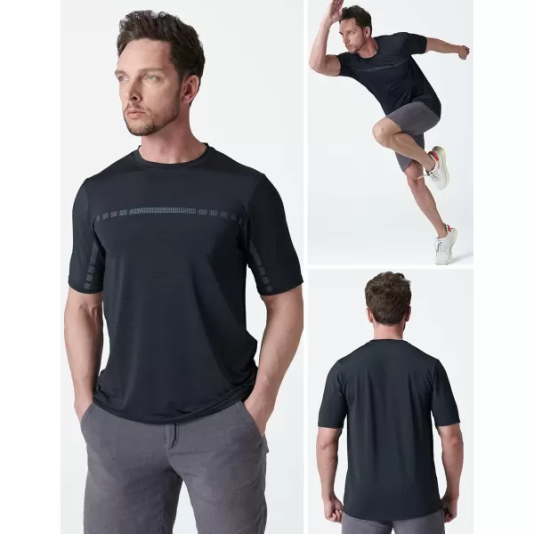 image5 Pack Mens Active Quick Dry Crew Neck T Shirts  Athletic Running Gym Workout Short Sleeve Tee Tops BulkBlacks