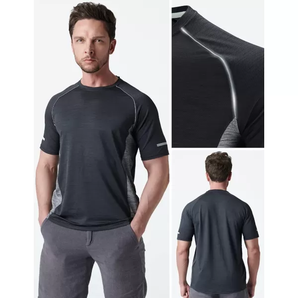 image5 Pack Mens Active Quick Dry Crew Neck T Shirts  Athletic Running Gym Workout Short Sleeve Tee Tops BulkBlacks