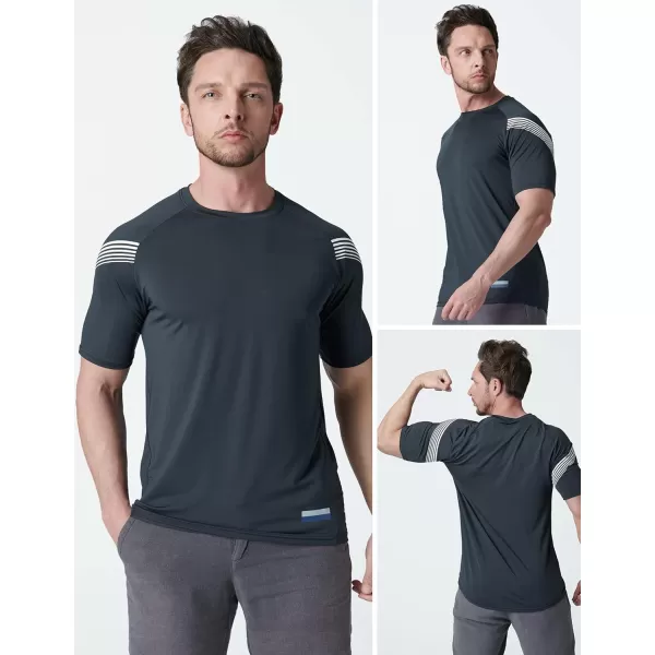 image5 Pack Mens Active Quick Dry Crew Neck T Shirts  Athletic Running Gym Workout Short Sleeve Tee Tops BulkBlacks