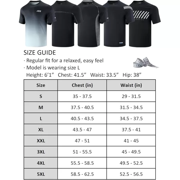 image5 Pack Mens Active Quick Dry Crew Neck T Shirts  Athletic Running Gym Workout Short Sleeve Tee Tops BulkBlacks