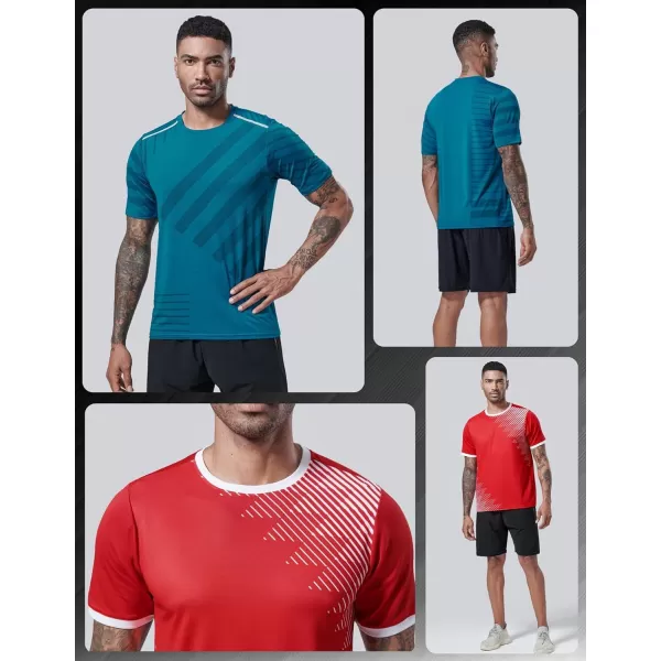 image5 Pack Mens Active Quick Dry Crew Neck T Shirts  Athletic Running Gym Workout Short Sleeve Tee Tops BulkCamoRedNavyBlackTeal Blue