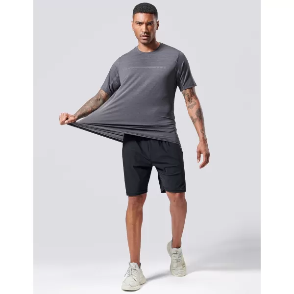 image5 Pack Mens Active Quick Dry Crew Neck T Shirts  Athletic Running Gym Workout Short Sleeve Tee Tops BulkDusty BlueMisty PurpleArmy GreenNavyCharocal