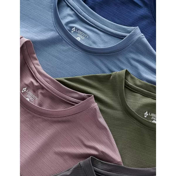 image5 Pack Mens Active Quick Dry Crew Neck T Shirts  Athletic Running Gym Workout Short Sleeve Tee Tops BulkDusty BlueMisty PurpleArmy GreenNavyCharocal
