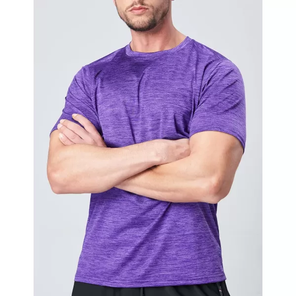 image5 Pack Mens Active Quick Dry Crew Neck T Shirts  Athletic Running Gym Workout Short Sleeve Tee Tops BulkGreenRedPurpleTealSapphire Blue