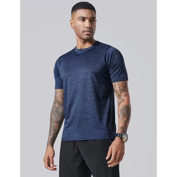 image5 Pack Mens Active Quick Dry Crew Neck T Shirts  Athletic Running Gym Workout Short Sleeve Tee Tops BulkHeather BlackBlueGrayNavyMaroon