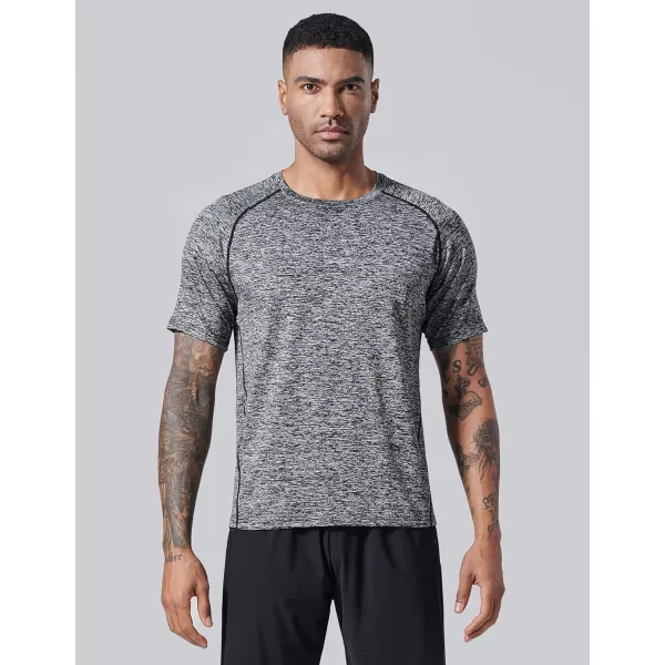 image5 Pack Mens Active Quick Dry Crew Neck T Shirts  Athletic Running Gym Workout Short Sleeve Tee Tops BulkLight GrayGradient RedBlueCharcoalBlack