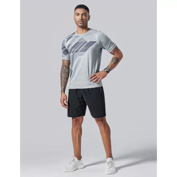 image5 Pack Mens Active Quick Dry Crew Neck T Shirts  Athletic Running Gym Workout Short Sleeve Tee Tops BulkLight GrayGradient RedBlueCharcoalBlack