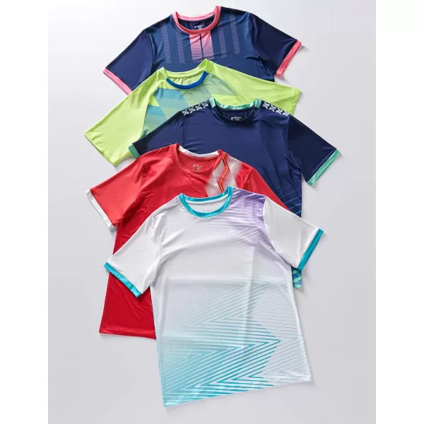 image5 Pack Mens Active Quick Dry Crew Neck T Shirts  Athletic Running Gym Workout Short Sleeve Tee Tops BulkRedLimeNavyWhiteNavy Blue