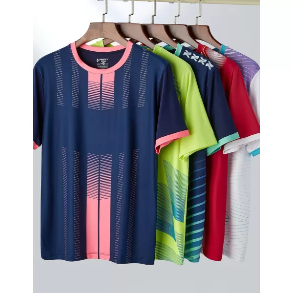 image5 Pack Mens Active Quick Dry Crew Neck T Shirts  Athletic Running Gym Workout Short Sleeve Tee Tops BulkRedLimeNavyWhiteNavy Blue