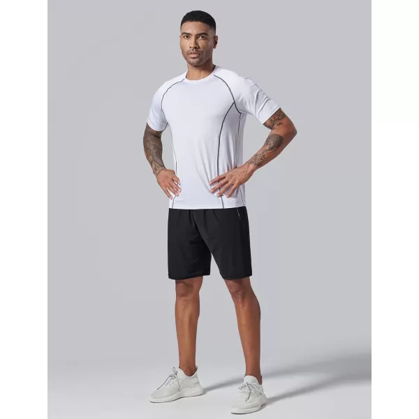 image5 Pack Mens Active Quick Dry Crew Neck T Shirts  Athletic Running Gym Workout Short Sleeve Tee Tops BulkWhite