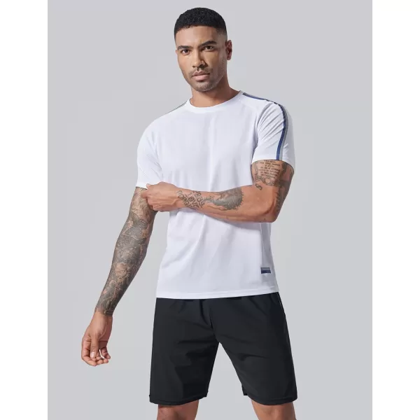 image5 Pack Mens Active Quick Dry Crew Neck T Shirts  Athletic Running Gym Workout Short Sleeve Tee Tops BulkWhite