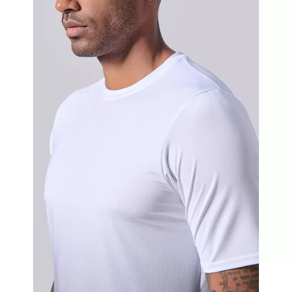 image5 Pack Mens Active Quick Dry Crew Neck T Shirts  Athletic Running Gym Workout Short Sleeve Tee Tops BulkWhite