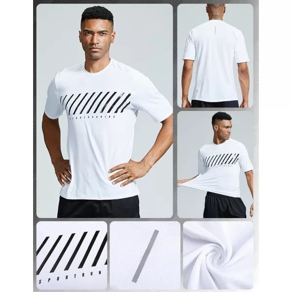 image5 Pack Mens Active Quick Dry Crew Neck T Shirts  Athletic Running Gym Workout Short Sleeve Tee Tops BulkWhite