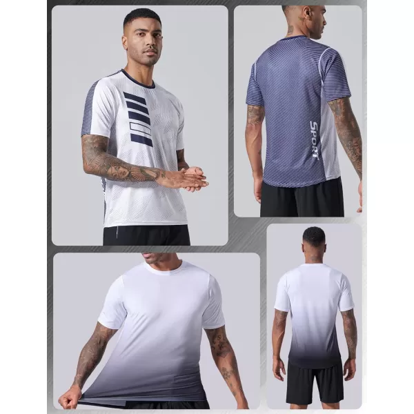 image5 Pack Mens Active Quick Dry Crew Neck T Shirts  Athletic Running Gym Workout Short Sleeve Tee Tops BulkWhite