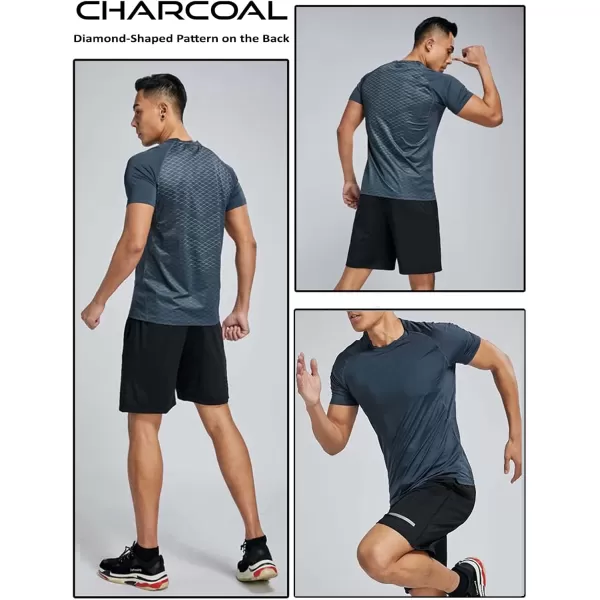 image5 Pack Mens Active Quick Dry Crew Neck T Shirts  Athletic Running Gym Workout Short Sleeve Tee Tops BulkWhiteGrayBlueCharcoalMaroon