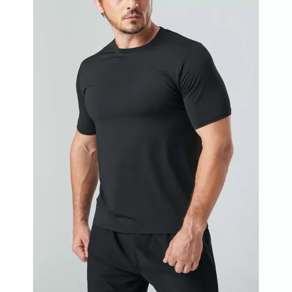 image5 Pack Mens Active Quick Dry Crew Neck T Shirts  Athletic Running Gym Workout Short Sleeve Tee Tops BulkWhiteNavyGrayCharcoalBlack