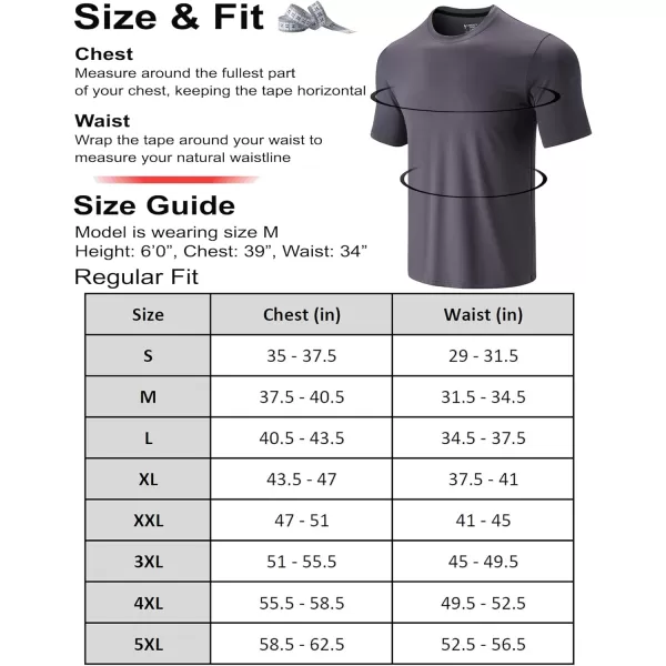 image5 Pack Mens Active Quick Dry Crew Neck T Shirts  Athletic Running Gym Workout Short Sleeve Tee Tops BulkWhiteNavyGrayCharcoalBlack