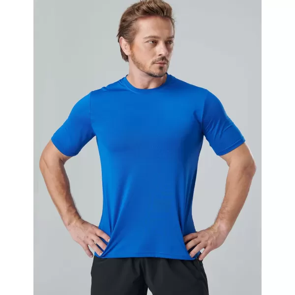 image5 Pack Mens Active Quick Dry Crew Neck T Shirts  Athletic Running Gym Workout Short Sleeve Tee Tops BulkWhiteRedLimeBlueBlack