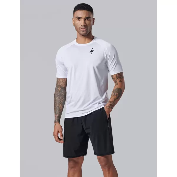 image5 Pack Mens Active Quick Dry Crew Neck T Shirts  Athletic Running Gym Workout Short Sleeve Tee Tops BulkWhites